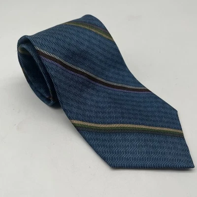 Corbata Alexander Julian Hombre Azul y Varios Colores Rayas 100% Seda Foto 1 de 4