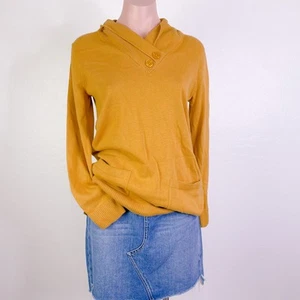 Jeanne Pierre Button Accent Cowl Neck Pullover Sweater Maple Gold size S NWT - Picture 1 of 11
