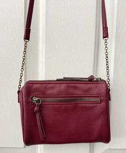 sonoma women's size os safe keeper elegant burgundy leather crossbody bag - Picture 1 of 16