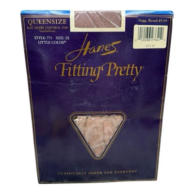 1995 Hanes Fitting Pretty Day Sheer Queen Size 2X Little Color Open Pkg 771 - Imagem 1 de 2