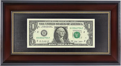 Marco de billete de dólar de caoba con tapete negro o pantalla 4X9 imagen sin tapete, Rea Foto 1 de 4