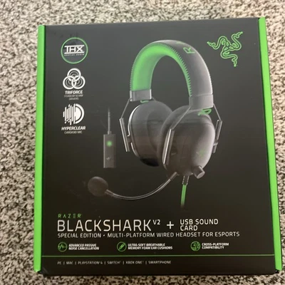 Razer Blackshark V2 +USB Sound Card Special Edition Esports Wired Headset. New - Image 1 of 4