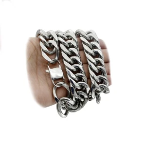 Men Curb Chain Necklace Stainless Steel/sliver/black/gold Chunky Double Tight... - Picture 1 of 5
