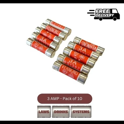 VF 3 Amp Fuse - Pack of 10 -BS1362 - Image 1 of 2
