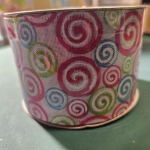 1 Roll Bright Swirls Wired Ribbon - Picture 1 of 2