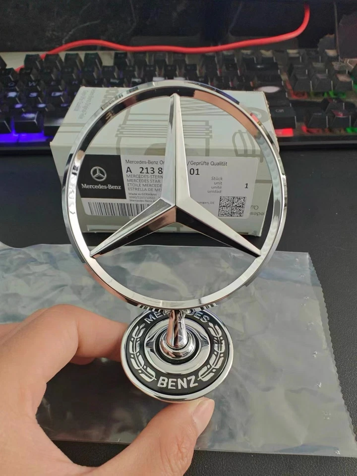 Fit For Mercedes-Benz C E S Most models Front Hood Star Emblem Silver black Foto 1 de 4