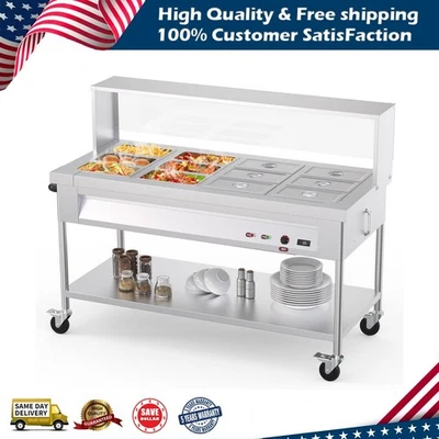 96QT Steam Table 12x8QT Electric Commercial Food Warm 12-Pan w/ Wheel 1500W 110V - Image 1 of 4
