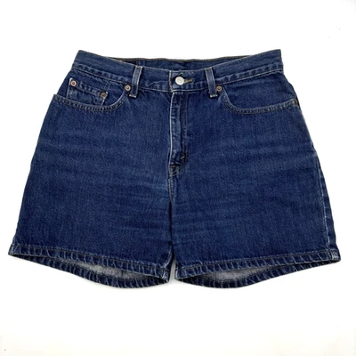 2002 Y2K Levi's Dark Wash High Rise Denim Mom Shorts 10 30x5" Made in Mexico - Image 1 of 4