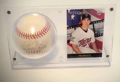 ERIC MILTON SIGNED NO HITTER BASEBALL / CARD STEINER/FANATICS AUTHENTIC MN TWINS - Image 1 of 4