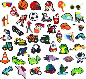 45Pcs Shoe Charms Dino Sports Aesthetic Clog Accessories Boys Teens Gift - Picture 1 of 12
