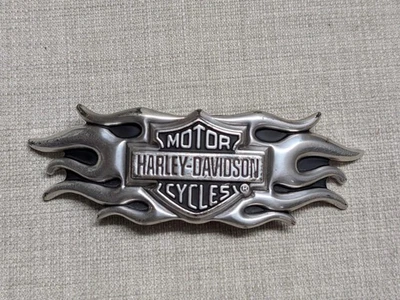 Hebilla de cinturón vintage Y2K Harley Davidson motocicleta llamas metal cromado occidental Foto 1 de 4