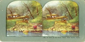 Tarjeta estereoscópica RIVER TAKAO KIOTO Japón años 1800 - Imagen 1 de 1