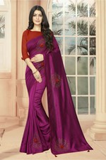 Purple Indian Bollywood Siroski Stone border Tassel Pallu Border Work Saree Sari