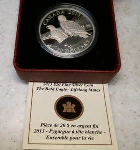 2013 Canadian Weißkopfseeadler Lifelong Mates 20 $ PP Silber mit Box und COA - Bild 1 von 5