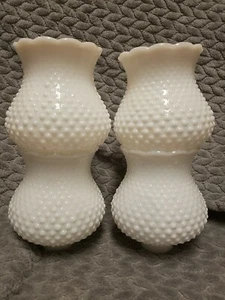 4 VTG HOBNAIL WHITE MILK GLASS GLOBES SHADES 5-1/4" COTTAGE CORE FARMHOUSE MCM - Picture 1 of 4