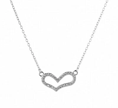 Collana Donna Argento 925 Cuore Punto Luce Pendente Oro Bianco Pietre Bianche - Immagine 1 di 3