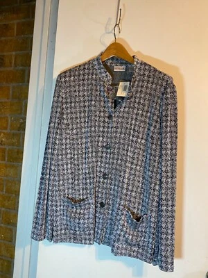 Chico's houndstooth jacquard travelers jacket NWT sz 3 l-xl black gray - Image 1 of 4