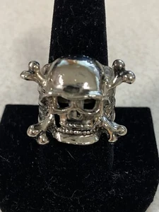 Skull Ring Silver Gothic Punk Skeleton Bones Dead Pirate Horror Jewelry - Picture 1 of 8