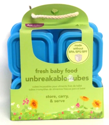 Зеленые ростки свежее детское питание пластиковые кубики (2 унц/4pk) синий в коробке Бесплатная доставка!! - Изображение 1 из 4