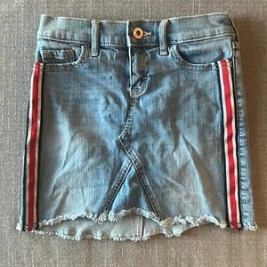 Abercrombie Kids Side Stripe Denim Jean Mini Skirt Size 9/10 - Picture 1 of 7
