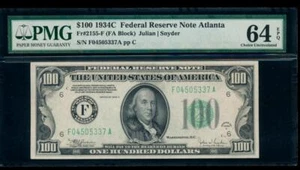 AC 1934C $100 Atlanta FRN PMG 64 EPQ Fr 2155-F uncirculated - Picture 1 of 2