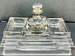 Perfume Bottle Silver Overlay Alvin Mfg. Co. .999 Fine Silver Glass organizer - Picture 1 of 11