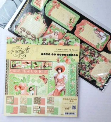 Graphic 45 Time To Celebrate 8x8 Paper Pad 17 Cardstock Die Cut Tag Pocket Lot - Image 1 of 4