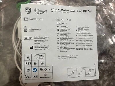 NUEVO PHILIPS REF 989803172051 ECG Grabador 5 Plomos, AAMI + SP02, SPU, Tele Foto 1 de 2