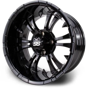 MODZ® Classic 14" Vampire Glossy Black Golf Cart Wheel - Picture 1 of 7