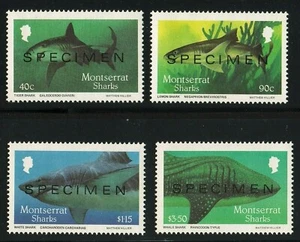 =WOW= MONTSERRAT #643-646 SHARKS, COMPLETE SET MNH, SPECIMEN OVERPRINT Free S&H - Picture 1 of 2