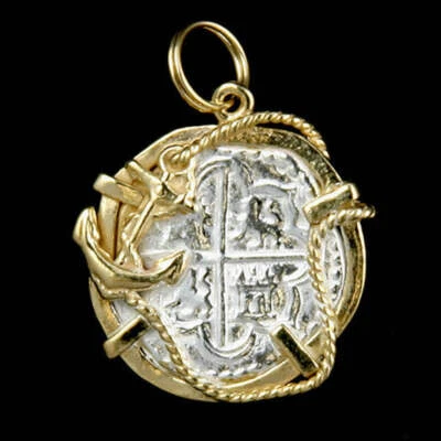 Joias do tesouro afundado Atocha - Peças médias de 8 pingentes de moeda de prata - Imagem 1 de 4