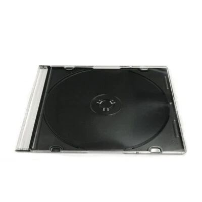 GENERIC 100 Pack Slim 5.2mm Jewel Case Black Single CD DVD Disc Storage w/Built-in Tray