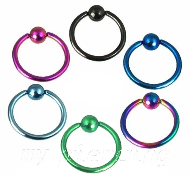 2 piezas. Anillo de cuentas cautivas de acero quirúrgico anodizado 14G orejas cartílago labret tabique Foto 1 de 4