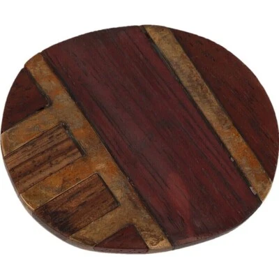 Latón Madera Exótica Geométrica Modernista Hippie Boho Patinador Años 70 Vintage Hebilla de Cinturón Foto 1 de 4