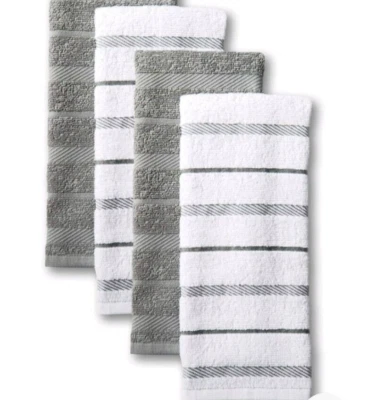 4 NUEVOS PAÑOS DE COCINA AUXILIARES DE COCINA (2) Gris / (2) BLANCO con rayas grises Foto 1 de 3