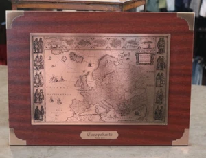 EUROPA-KARTE METALL-WANDBILD W/ORIGINAL BOX EUROPEAN METAL & WOOD WALL ART - Picture 1 of 13