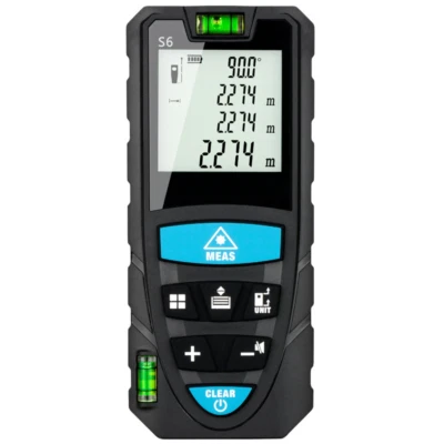S6 Laser Measure 165Ft M/In/Ft Mute Laser Distance Meter with 2 Bubble Levels - Image 1 of 4