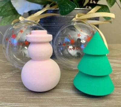 NUEVO aplicador de esponja de maquillaje muñeco de nieve/árbol - viene en adorno de bola decorativo Foto 1 de 4