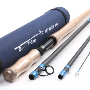 Spey/Switch Canne pêche à la mouche 6-10WT Canne à pêche à deux mains avec tube - Photo 1/20