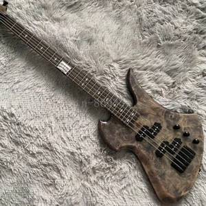 Burl Top 5 String PB Electric Bass Guitar Black Hardware Rosewood Fretboard 24F - Picture 1 of 6
