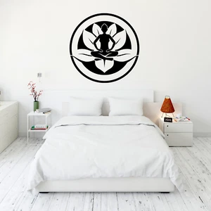 Yoga Lotus  Sticker Wall Buddha Flower Zen Yoga Home Decal Decor Vinyl Bodhi - Picture 1 of 4