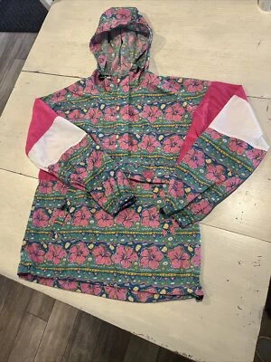 Simply Southern Windbreaker Women’s S Pullover Hood Jacket Pink Green - Image 1 of 4