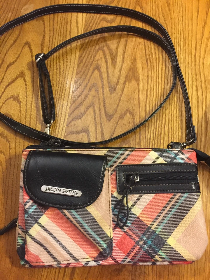 JACLYN SMITH Crossbody Herringbone Tweed Plaid Purse Shoulder Bag Compact  💖 - Image 1 of 4