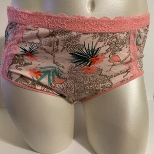 Catherines Full Brief Panties Underwear Cotton Blend Flamingo Lace Pink Plus 5X - Picture 1 of 5