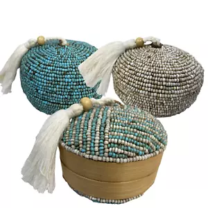 Cesta de ofrendas balinesa tejida a mano con cuentas de bambú caja de baratijas joyería - Imagen 1 de 12