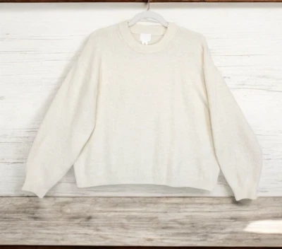 Suéter H&M Cuello Redondo Mujer L Marfil Manga Larga Mezcla Lana Langenlook PullOver Foto 1 de 4