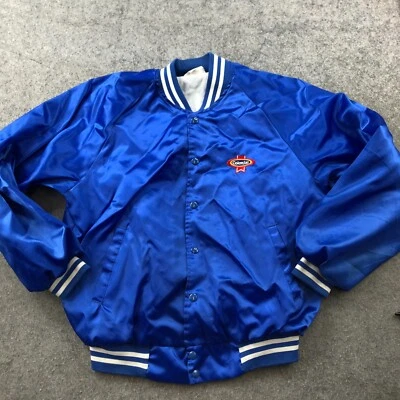 Vintage Colonial Jacket Mens Large Blue Satin Bomber Uniform Employee 80s - Image 1 of 4