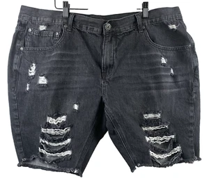 INC INTERNATIONAL CONCEPTS Distressed Jean Shorts Mens 40 Black Ripped Edgy Punk - Picture 1 of 17