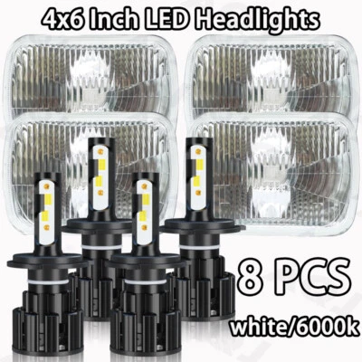 8pcs Fit GMC W3500 W4500 W5500 Forward 4x6 inch LED Headlights Hi/Lo Beam - Image 1 of 4