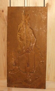 Antique hand carving wood cubist wall hanging plaque portrait - Picture 1 of 7